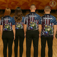 Load image into Gallery viewer, Custom American Flag Funny Beer Bowling Shirt for Men Patriotic Bowling Jersey Polo &amp; 1/4-Zip QZT1023