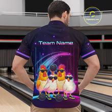 Load image into Gallery viewer, Neon Funny Family of Four Chicken Bowling Team Shirt for Men Bowling League Jersey QZT787