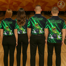 Load image into Gallery viewer, Custom Green Funny Frog Bowling Shirt for Women Bowling Jersey Polo &amp; 1/4 Zip Bowling Outfit QZT1026