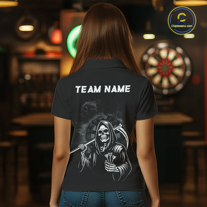 Personalized Grim Reaper Dart Shirt for Women Dart League Jersey Dartboard Shirt Polo & Quarter-Zip DHT1
