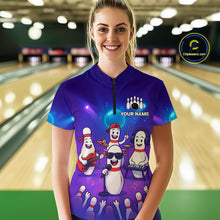 Load image into Gallery viewer, Custom Funny Bowling Pins Music Shirt Neon Bowling Jersey for Women Polo &amp; 1/4 Zip Bowling Outfit QZT788