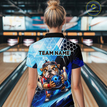 Load image into Gallery viewer, Funny Bulldog Bowling Team Shirt Custom Polo &amp; 1/4 Zip Bowling Jersey for Women Blue Bowling Unisex QZT911