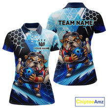 Load image into Gallery viewer, Funny Bulldog Bowling Team Shirt Custom Polo &amp; 1/4 Zip Bowling Jersey for Women Blue Bowling Unisex QZT911