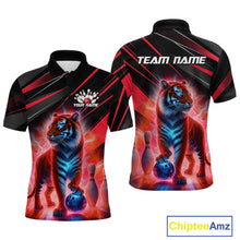 Load image into Gallery viewer, Red Tiger Bowling Team Shirt Custom Bowling League Jersey for Men Bowling Outfit Polo &amp; 1/4 Zip QZT773