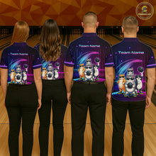 Load image into Gallery viewer, Custom Team Funny Cat Bowling Shirt for Women Neon Bowling Jersey Polo &amp; Quarter-Zip Bowling Outfit QZT914