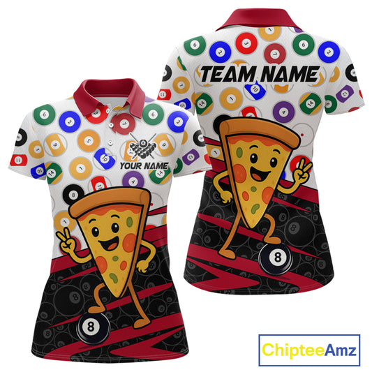 Two views of shirt with pizza design and 'Team Name' text, featuring Chiptee Amz branding.