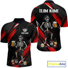 Load image into Gallery viewer, Black and red sports jersey with skeleton design and customizable text on a white background