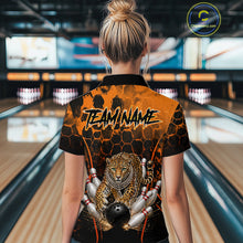 Load image into Gallery viewer, Orange Diomond Leopard Bowling Shirt for Women Custom Bowling Jersey Polo &amp; Quarter-Zip QZT1028