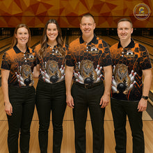 Load image into Gallery viewer, Orange Diomond Leopard Bowling Shirt for Women Custom Bowling Jersey Polo &amp; Quarter-Zip QZT1028