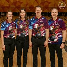 Load image into Gallery viewer, Custom American Flag Eagle Bowling Shirt for Women Patriotic Bowling Jersey Polo &amp; Quarter-Zip QZT1030