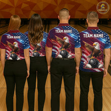 Load image into Gallery viewer, Custom American Flag Eagle Bowling Shirt for Women Patriotic Bowling Jersey Polo &amp; Quarter-Zip QZT1030