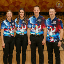 Load image into Gallery viewer, Custom American Flag Chicken Bowling Shirt for Women Patriotic Bowling Jersey Polo &amp; Quarter-Zip QZT1031