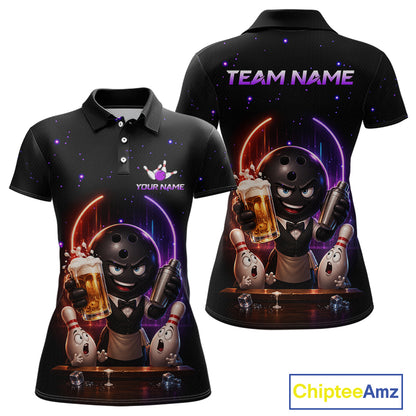 Custom Beer Bowling Shirt for Women Funny Bowling Team Jersey Polo & Quarter-Zip QZT1222