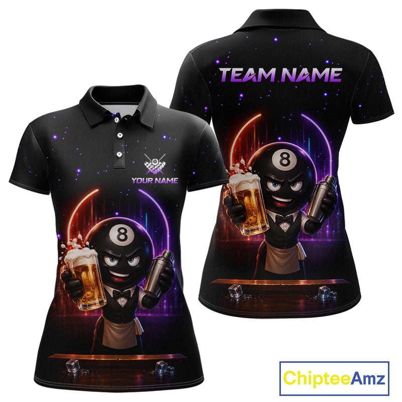Custom 8 Ball Pool Shirt with Beer Personalized Billiard Team Jersey for Women Billiard Shirt BHT112