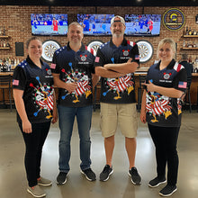 Load image into Gallery viewer, Custom Funny Chicken Dart Shirt American Dart Jerseys for Men Polo &amp; 1/4 Zip Dartboard Shirt DHT6