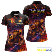 Load image into Gallery viewer, Custom Funny Cat Wizard Bowling Shirts for Women Flame Bowling Jersey for Team Bowling Outfit QZT921