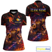 Load image into Gallery viewer, Custom Funny Cat Wizard Bowling Shirts for Women Flame Bowling Jersey for Team Bowling Outfit QZT921