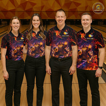 Load image into Gallery viewer, Custom Funny Cat Wizard Bowling Shirts for Women Flame Bowling Jersey for Team Bowling Outfit QZT921