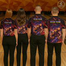 Load image into Gallery viewer, Custom Funny Cat Wizard Bowling Shirts for Women Flame Bowling Jersey for Team Bowling Outfit QZT921