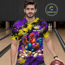 Load image into Gallery viewer, Purple &amp; Yellow Chicken Bowling Shirt for Men Custom Bowling Jersey Rooster Polo &amp; 1/4-Zip QZT1034