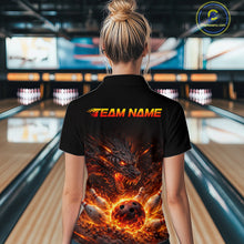 Load image into Gallery viewer, Custom Flame Dragon Bowling Shirt for Women Bowling Jersey Polo &amp; Quarter-Zip Bowling Outfit QZT996