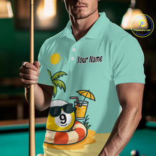 Load image into Gallery viewer, Custom Funny 9 Ball Billiard Shirts for Men Summer Billiard Jersey Polo &amp; 1/4 Zip Pool Shirt BHT25