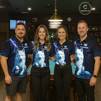 Custom Wolf 8 Ball Billiard Shirts for Men Billiard Jersey Polo & 1/4 Zip Pool Shirt BHT26