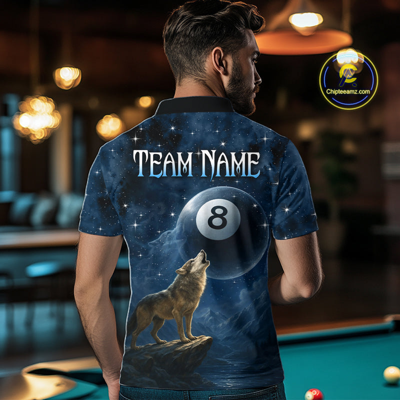 Custom Wolf 8 Ball Billiard Shirts for Men Night Realm Billiard Jersey Pool Shirt BHT27