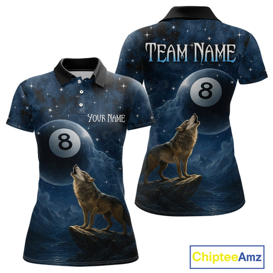 Custom Wolf 8 Ball Billiard Shirts for Women Night Realm Billiard Jersey Pool Shirt BHT27