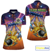Load image into Gallery viewer, Bowling jersey with cartoon ducks and bowling elements, featuring 'Chiptee Amz' branding.