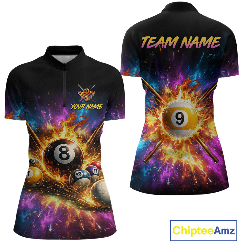 Colorful sports jersey with billiard ball design and 'Team Name' text on a white background