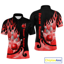 Load image into Gallery viewer, Red Flame Bowling Team Shirt for Men Bowling League Jersey Polo &amp; 1/4 Zip Bowling Outfit QZT782