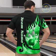 Load image into Gallery viewer, Green Flame Bowling Team Shirt for Men Bowling League Jersey Polo &amp; 1/4 Zip Bowling Outfit QZT782