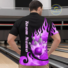 Load image into Gallery viewer, Purple Flame Bowling Team Shirt for Men Bowling League Jersey Polo &amp; 1/4 Zip Bowling Outfit QZT782