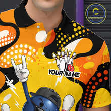 Load image into Gallery viewer, Colorful bowling-themed shirt with graphics and a visible brand logo.