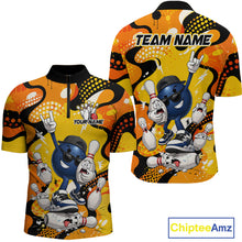Load image into Gallery viewer, Colorful bowling jersey with cartoon characters and 'Team Name' text on a white background