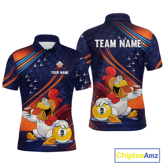 Funny Chicken Billiard Shirts for Men Custom 9 Ball Billiard Jersey Pool Shirt BHT12
