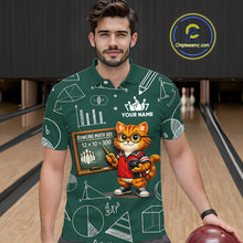 Load image into Gallery viewer, Funny Cat Bowling Math Shirt Personalized Polo &amp; 1/4 Zip Shirt Bowling Team Jersey for Men QZT926