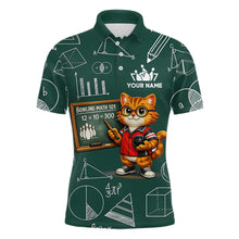 Load image into Gallery viewer, Funny Cat Bowling Math Shirt Personalized Polo &amp; 1/4 Zip Shirt Bowling Team Jersey for Men QZT926