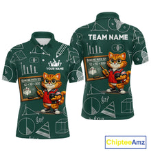 Load image into Gallery viewer, Funny Cat Bowling Math Shirt Personalized Polo &amp; 1/4 Zip Shirt Bowling Team Jersey for Men QZT926