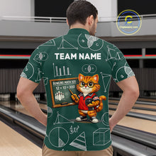 Load image into Gallery viewer, Funny Cat Bowling Math Shirt Personalized Polo &amp; 1/4 Zip Shirt Bowling Team Jersey for Men QZT926