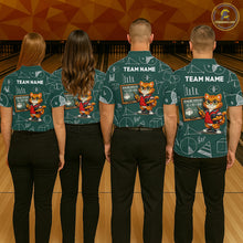 Load image into Gallery viewer, Funny Cat Bowling Math Shirt Personalized Polo &amp; 1/4 Zip Shirt Bowling Team Jersey for Men QZT926