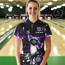 Load image into Gallery viewer, Custom Purple Funny Raccoon Dart Team Shirt for Women Dart Jersey Polo &amp; /4-Zip Dartboard Shirt Outfit DHT29