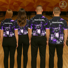 Load image into Gallery viewer, Custom Purple Funny Raccoon Bowling Shirt for Women Bowling Jersey Polo &amp; 1/4-Zip Bowling Outfit QZT892