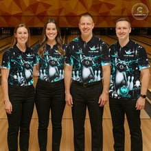 Load image into Gallery viewer, Custom Turquoise Funny Raccoon Bowling Shirt for Women Bowling Jersey Polo &amp; 1/4-Zip Bowling Outfit QZT892
