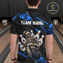 Load image into Gallery viewer, Personalized Blue Raccoon Bowling Shirt for Men Bowling Jersey League Polo &amp; 1/4-Zip Outfit QZT1014