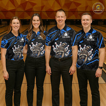Load image into Gallery viewer, Personalized Blue Raccoon Bowling Shirt for Men Bowling Jersey League Polo &amp; 1/4-Zip Outfit QZT1014