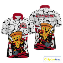 Load image into Gallery viewer, Custom Red Funny Pizza Bowling Shirt Bowling with Food for Men Polo Bowling Jersey QZT799