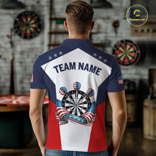 Load image into Gallery viewer, Custom American Flag Dart Shirt for Men Patriotic Dart Team Jersey Dartboard Polo &amp; Quarter-Zip DHT15