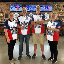 Load image into Gallery viewer, Custom American Flag Dart Shirt for Men Patriotic Dart Team Jersey Dartboard Polo &amp; Quarter-Zip DHT15